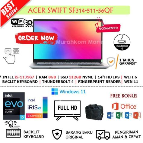 Jual Acer Swift 3 Infinity 4 Sf314 511 Intel Evo I5 1135g7 8gb 512ssd