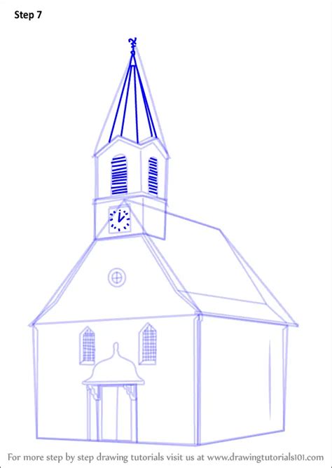 Step by Step How to Draw a Church Building : DrawingTutorials101.com