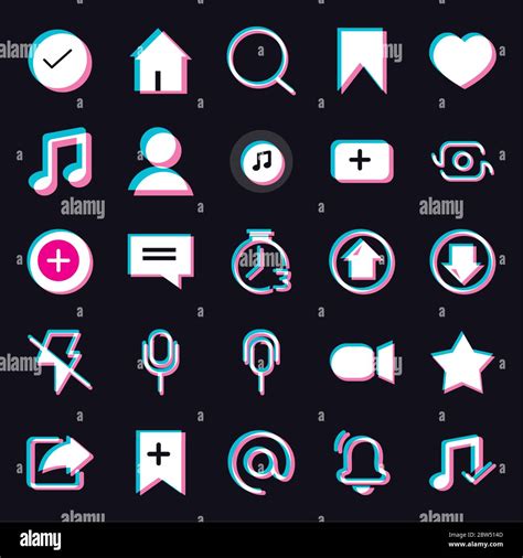 Tik Tok Lighten Style Icon Set Design Social Media App And Multimedia