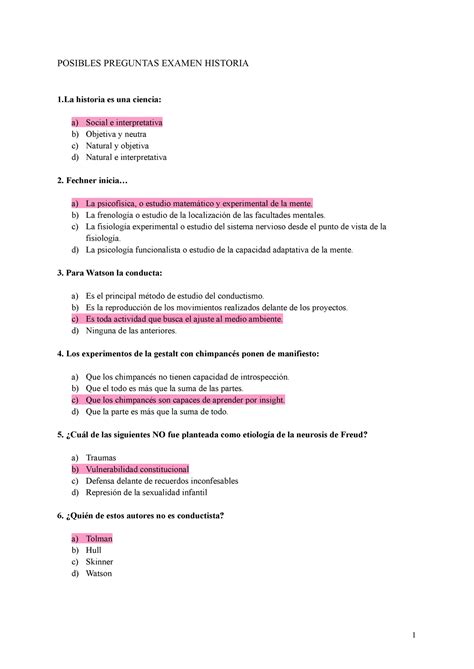 Preguntas Examen Historia Marisa Posibles Preguntas Examen Historia