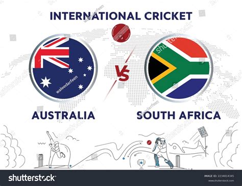 Australia Vs South Africa International Cricket Stock Vector (Royalty ...