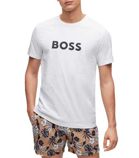 Boss Playera de cuello redondo con manga corta en algodón orgánico y