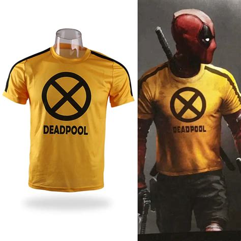 2018 Movie Deadpool 2 T Shirt Superhero Yellow Short Polyester Short