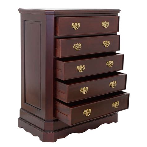 Antique Style Mahogany Wood High Chest Of Drawers Bedroom Furniture