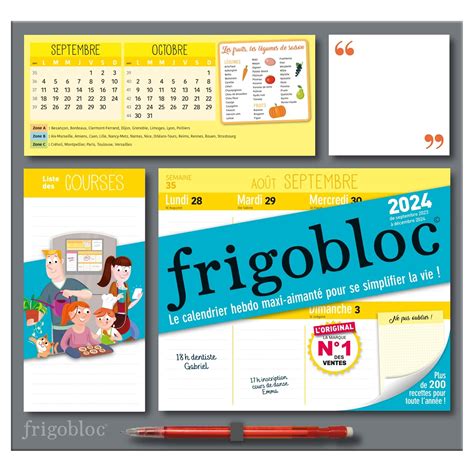 Frigobloc Hebdomadaire Calendrier D Organisation Familiale Sem