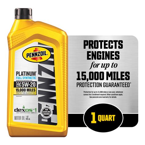 Pennzoil Platinum Full Synthetic 5w 20 Motor Oil 1 Quart