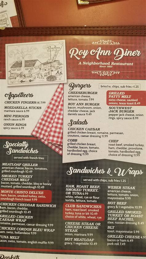 Menu At Roy Ann Diner Restaurant Sellersville Bethlehem Pike