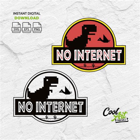 No Internet T-rex Jurassic Park Inspired Logo Digital - Etsy