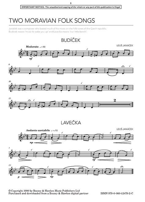 Two Moravian Folk Songs Klavier And Melodieinstr Pdf Noten Von Leos