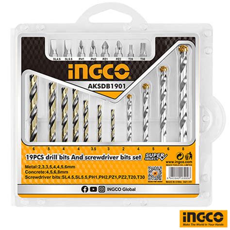 INGCO Drill Bit Screwdriver Bit Set 19 Pcs Tool Lk