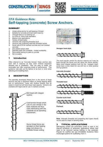 Self Tapping Concrete Screw Anchors Construction Fixings