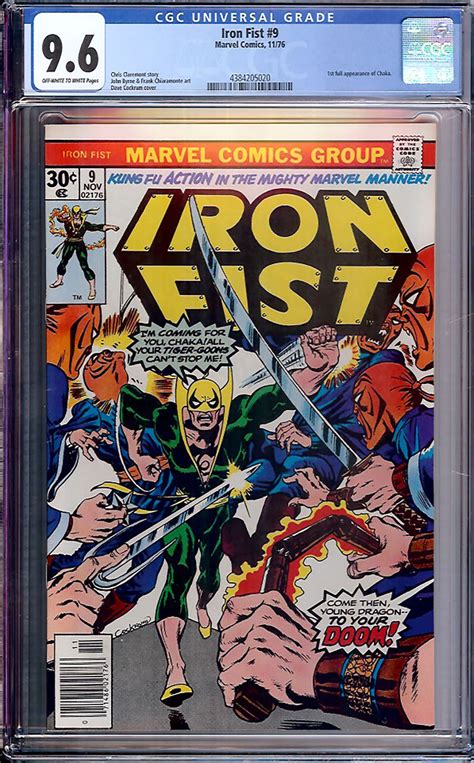 Iron Fist 9 CGC 9 6 Ow W Auction Pedigree Comics