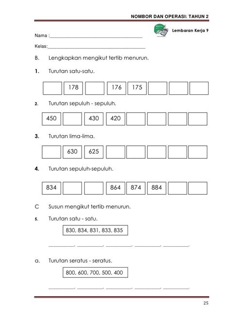 Latihan Matematik Tahun 2 Nombor Hingga 1000