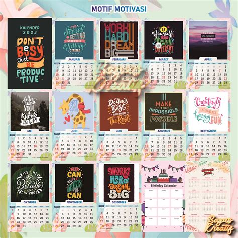 Jual Kalender Mini Desain Cantik Imut Kalender Meja Kalender