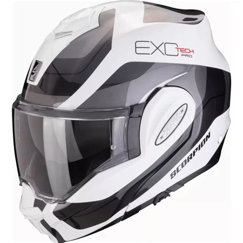 Casque Scorpion Exo Tech Evo Pro Commuta Blanc Argent Casque Modulable