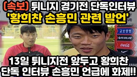 튀니지전 앞두고 코리안가이 황희찬 손흥민 관련 언급 화제 Youtube