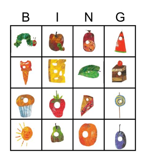 Very Hungry Caterpillar Bingo Card