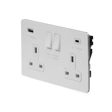 Soho Lighting White Metal Gang Usb C Socket Usb A C Socket The