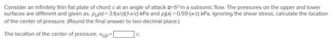 Solved Consider An Infinitely Thin Flat Plate Of Chord C At Chegg