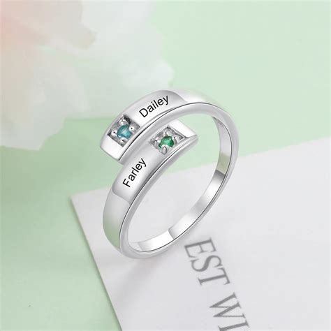 Engraved Birthstone Ring | Free Customization - OurCoordinates