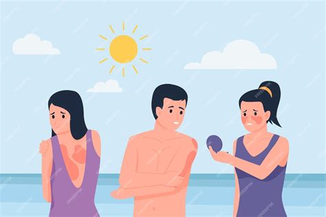 Free Vector Illustrated Flat People With A Sunburn