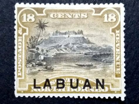 1575 North Borneo 1894 Overprint Labuan 18c Mountain Kinabalu 1v MH