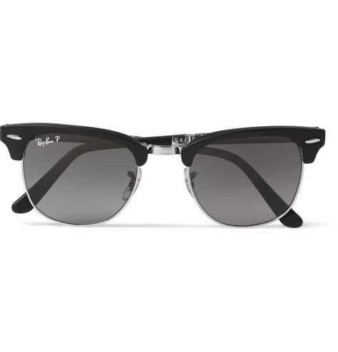 Ray Ban Clubmaster Folding Acetate And Metal Polarised Sunglasses In