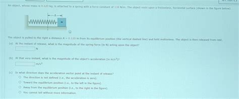 Solved An Object Whose Mass Is 0 620 Kg Is Attached To A Chegg