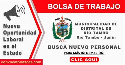 Convocatoria Municipalidad De R O Tambo Cas Plazas