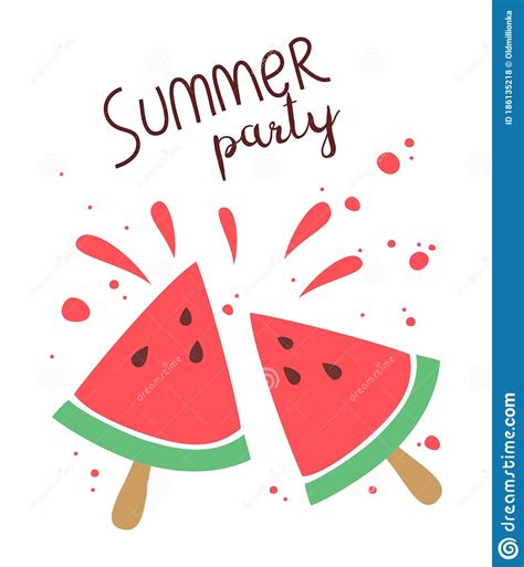 Cartoon Watermelon Slices on White Background Stock Vector ...