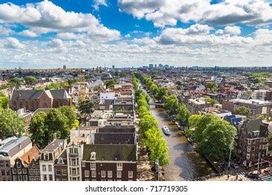 Panoramic Aerial View Amsterdam Beautiful Summer Stock Photo 717719305