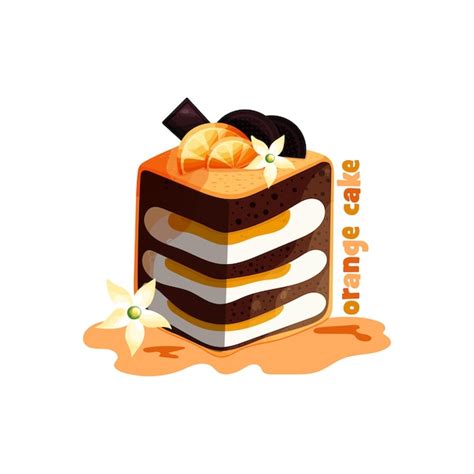 Premium Vector The Piece Of The Orange And Chocolate Cake On The