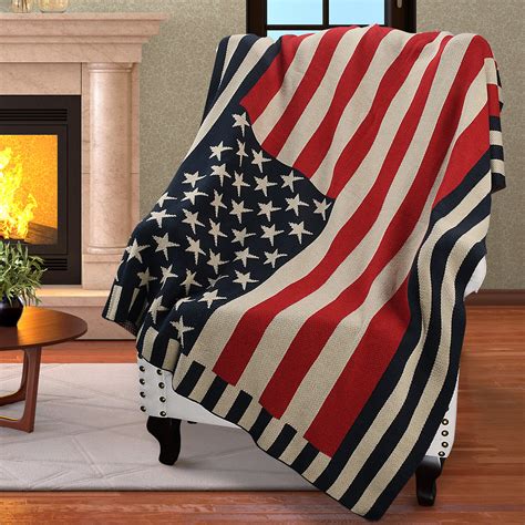 Catalonia Patriotic Us Flag Blanket American Flag Cable Knit Throws