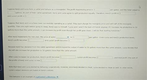 Solved Suppose Kenji And Lucia Form A Cartel And Behave As A Chegg