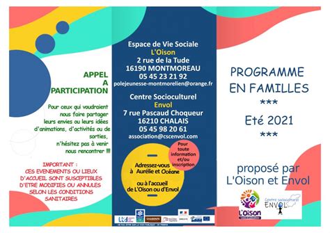 Programme En Famille T Centre Socioculturel Envol