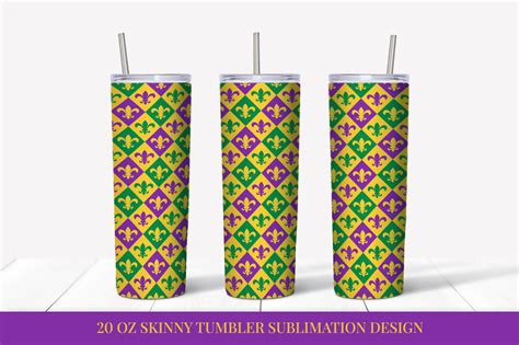 Mardi Gras Tumbler Wrap Sublimation Graphic By Labelezoka Creative