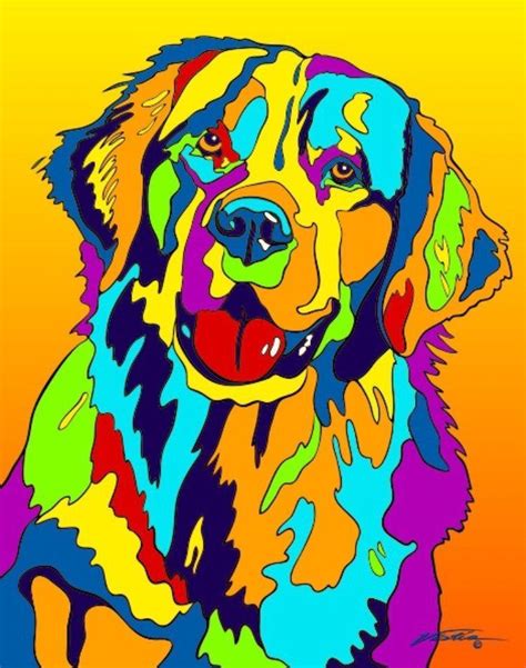 Multi Color Golden Retriever Dog Breed Matted Prints And Canvas Giclées