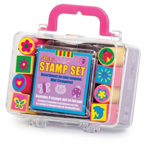 10pc Kids Mini Stamps Ink Pad Box Set Animal Stamp Seal Kit Inking