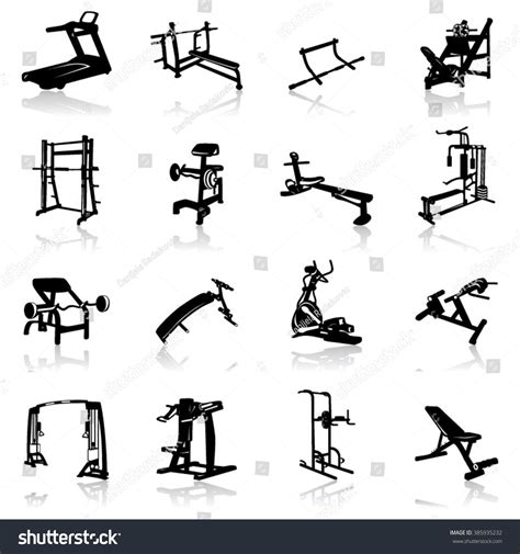 Gym Equipment Icon Set Illustration Stock Vector (Royalty Free) 385935232