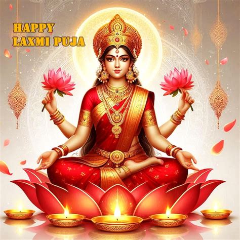 Goddess Maa Laxmi Mata Celebrate Happy Lakshmi Puja Celebration With