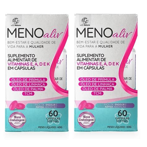 Kit Meno Aliv Capsulas Contra Sintomas Menopausa Submarino