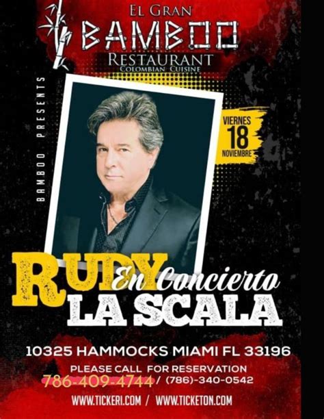 RUDY LA SCALA EN MIAMI Tickets Boletos at GRAN BAMBOO RESTAURANT | Miami, Florida - 2022-11-18 ...