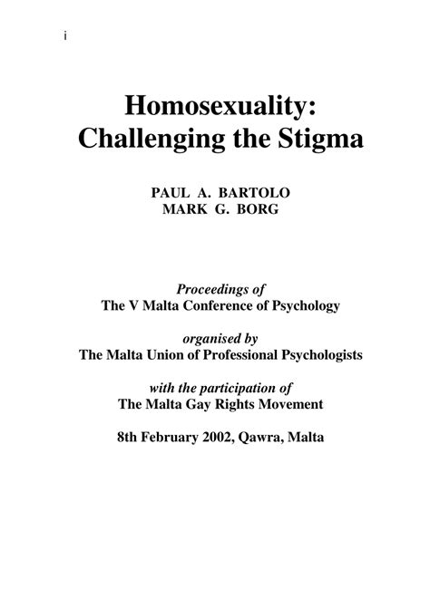 Pdf Homosexuality Challenging The Stigma