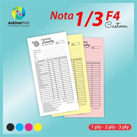 Jual CUSTOM NOTA LAUNDRY KWITANSI BUKTI KAS 1 PLY 2 PLY 3 PLY Putih