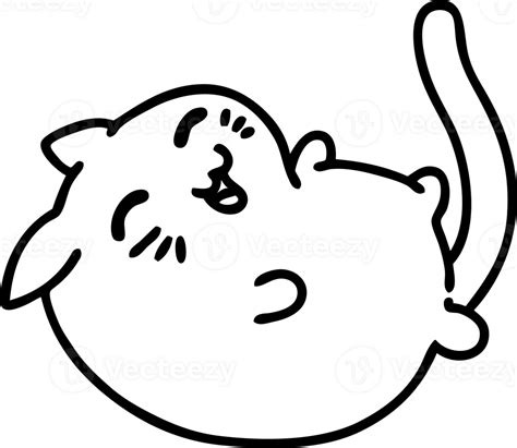 Line Doodle Of A Cute Happy Cat Laughing Icon 40882092 Png