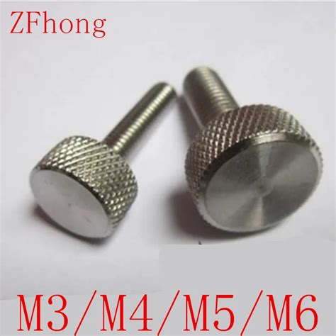 10pcs Lot M3 M4 M5 M6 Stainless Steel Flat Head Thumb Screw Round Head