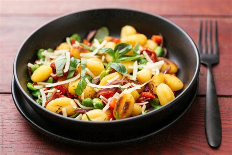 Gnocchi With Fava Beans Sun Dried Tomatoes And Sweet Bell Pepper By