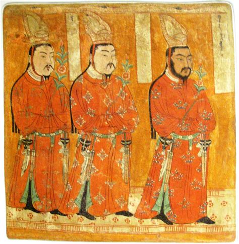 Uyghur Princes wearing Chinese-styled robes and headgear. Bezeklik ...