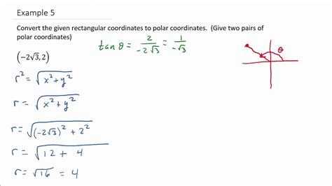 Convert Rectangular Coordinates To Polar Coordinates Example Youtube