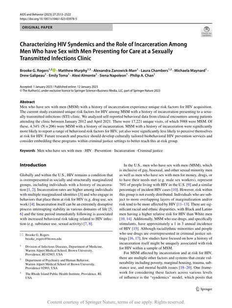 Characterizing Hiv Syndemics And The Role Of Incarceration Among Men Who Have Sex With Men